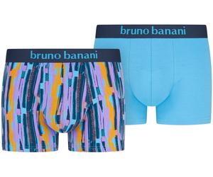 Boxershorts BRUNO BANANI "Retro Pants", Herren, Gr. S, bunt (print, aqua), Single Jersey, Obermaterial: 93% Baumwolle, 7% Elasthan, gemustert, unifarben, körpernah, Unterhosen, mit stylischen Mustern