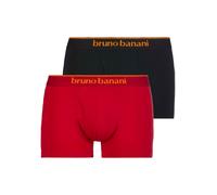 Boxershorts BRUNO BANANI "Short 2Pack Quick Access", Herren, Gr. S, rot (rot, schwarz), Obermaterial: 93% Baumwolle, 7% Elasthan, kontrastfarbene Details, körpernah, Unterhosen Boxershorts, Kontrastfa