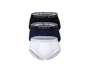 Boxershorts BUGATTI "Slip 3er Pack", Herren, Gr. 3XL, bunt (weiß, schwarz, blau), Obermaterial: 100% Baumwolle CO., Unterhosen (51550052-XXXL) weiß, schwarz, blau