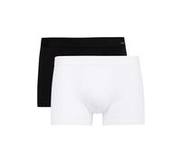 Boxershorts CALIDA "Boxershort New Boxer Cotton Code 2er Pack", Herren, Gr. 52-54, schwarz (schwarz, weiß), Obermaterial: 95% Baumwolle CO. 5% Elasthan EL., Unterhosen (40905553-L) schwarz, weiß
