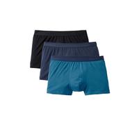 Boxershorts CALIDA "Boxershort New Boxer Natural Benefit 3P 3er Pack", Herren, Gr. XL, schwarz (schwarz, blau), Obermaterial: 95% Baumwolle CO. 5% Elasthan EL., Unterhosen (22188227-XL) schwarz, blau