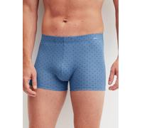 Boxershorts CALIDA "Cotton Code Design", Herren, Gr. S (46/48), coronet blau, Single Jersey, Obermaterial: 94% Baumwolle, 6% Elasthan, eng, Unterhosen, breiter Bund, gemustert, eng, bequem, mit Logodr