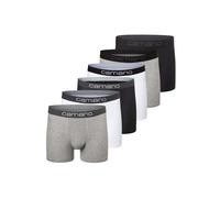 Boxershorts CAMANO "Boxershort Men comfort BCI Cotton Boxershorts 6p in Box 6er Pack", Herren, Gr. M, bunt (schwarz, weiß, grau), Obermaterial: 95% Baumwolle CO. 5% Elasthan EL., Unterhosen (74160825-
