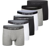 Boxershorts CAMANO "comfort", Herren, Gr. S, grau (grau, weiß, schwarz), Obermaterial: 95% Baumwolle, 5% Elasthan, unifarben, eng, Unterhosen, mit Stretch-Logobund (30931455-S) grau, weiß, schwarz