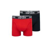 Boxershorts CAMP DAVID, Herren, Gr. L, 2 Stk., rot (rot, navy), Webqualität, Obermaterial: 95% Baumwolle, 5% Elasthan, unifarben, körpernah, Unterhosen Boxershorts, im 2er- Pack mit Logobund (54355364