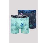 Camp David Herren Boxershorts mit All Over Print, 2er-Pack Blue Navy/Sun Aqua M