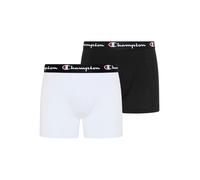 Boxershorts CHAMPION "2 pk Boxer", Herren, Gr. XL, 2 Stk., schwarz-weiß (wht, nbk), Jersey, Obermaterial: 95% Baumwolle, 5% Elasthan, kontrastfarbene Details, unifarben, figurbetont, Unterhosen, Doppe