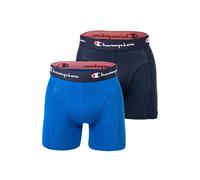 Champion Herren Boxershorts, 2er Pack - Baumwolle, Logobund, einfarbig Blau/Marine S