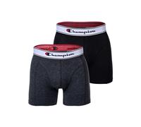 Boxershorts CHAMPION "Boxershort 2er Pack", Herren, Gr. S, schwarz (schwarz, grau meliert), Obermaterial: 95% Baumwolle CO. 5% Elasthan EL., Unterhosen (78510518-S) schwarz, grau meliert