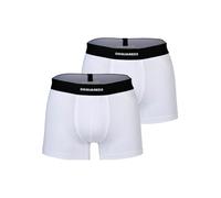 DSQUARED2 Herren Boxershorts, 2er Pack - Twin Pack Trunk, Cotton Stretch, Logobund Weiß L
