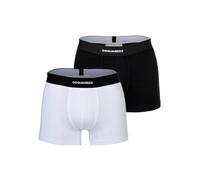 DSQUARED2 Herren Boxershorts, 2er Pack - Twin Pack Trunk, Cotton Stretch, Logobund Schwarz/Weiß 2XL