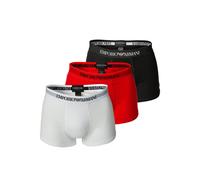 Boxershorts EMPORIO ARMANI "Boxershort 3er Pack", Herren, Gr. M, bunt (weiß, rot, schwarz), Obermaterial: 100% Baumwolle CO., Unterhosen (79866239-M) weiß, rot, schwarz