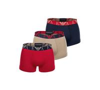 Boxershorts EMPORIO ARMANI "Boxershort BOLD MONOGRAM 3er Pack", Herren, Gr. M, bunt (blau, rot, beige), Obermaterial: 95% Baumwolle CO. 5% Elasthan EL., Unterhosen (57794758-M) blau, rot, beige