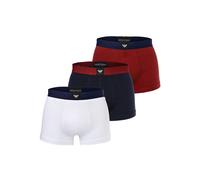 Boxershorts EMPORIO ARMANI "Boxershort ESSENTIAL LOGOLABEL 3er Pack", Herren, Gr. L, bunt (weiß, blau, rot), Obermaterial: 95% Baumwolle CO. 5% Elasthan EL., Unterhosen (21098808-L) weiß, blau, rot