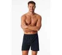 Boxershorts SCHIESSER "Fine Interlock", Herren, Gr. 6, blau (804, blau), Interlock, Obermaterial: 100% Baumwolle, Unterhosen, elastischer Bund, kariert, Baumwolle, weich (95815514-6) 804, blau