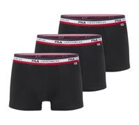 Boxershorts FILA "MAN BOXER SHORTS", Herren, Gr. L, schwarz, Obermaterial: 95% Baumwolle, 5% Elasthan, bedruckt, unifarben mit Farbeinsatz, körpernah, Unterhosen Boxershorts, elastischer Logo-Webbund,