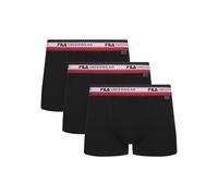 Boxershorts FILA "MAN BOXER SHORTS", Herren, Gr. S, schwarz, Obermaterial: 95% Baumwolle, 5% Elasthan, bedruckt, unifarben mit Farbeinsatz, körpernah, Unterhosen, elastischer Logo-Webbund, ohne Eingri