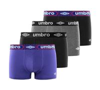 Umbro Boxershorts für Herren, Baumwolle, Boxershorts für Herren, weich und hypoallergen (4 Stück), Schwarz/Grau/Blau/Rot, XXL