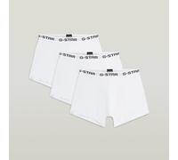 Boxershorts G-STAR "ASH, 3 PACK TRUNKS", Herren, Gr. M, 3 Stk., weiß (hellweiß), Jersey, Obermaterial: 95% Baumwolle, 5% Elasthan, unifarben, eng, Unterhosen, mit Logo-Bund (85546823-M) hellweiß