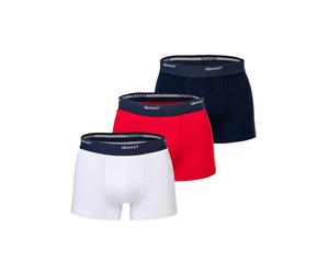 Boxershorts GANT "Boxershort 3er Pack", Herren, Gr. M, bunt (dunkelblau, weiß, rot), Obermaterial: 95% Baumwolle CO. 5% Elasthan EL., Unterhosen (35126743-M) dunkelblau, weiß, rot