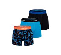 Boxershorts HAPPY SHORTS "Boxershort 3er Pack", Herren, Gr. L, bunt (leaves), Obermaterial: 95% Baumwolle CO. 5% Elasthan EL., Unterhosen (94238861-L) leaves