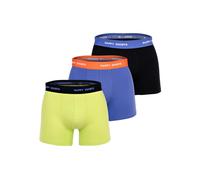 Boxershorts HAPPY SHORTS "Boxershort 3er Pack", Herren, Gr. L, bunt (lila, schwarz, lime), Obermaterial: 95% Baumwolle CO. 5% Elasthan EL., Unterhosen (37674000-L) lila, schwarz, lime