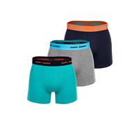 Boxershorts HAPPY SHORTS "Boxershort 3er Pack", Herren, Gr. M, bunt (orange, grau, türkis), Obermaterial: 95% Baumwolle CO. 5% Elasthan EL., Unterhosen (20872831-M) orange, grau, türkis