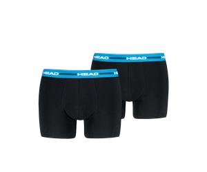 Boxershorts HEAD "HEAD MEN ELASTIC BOXER", Herren, Gr. S, blau (schwarz, blau), Obermaterial: 95% Baumwolle, 5% Elasthan, Unterhosen, ohne Eingriff, mit elastischem Logobund (21728220-S) schwarz, blau