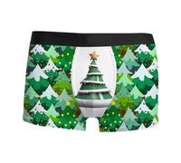 Boxershorts Herren Herren Weihnachts Digital 3D Druck, atmungsaktiv, bequem modisch, mit Taillen Boyshort Unterwäsche (Mint Green, M)