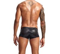 Boxershorts Herren Unterwäsche Slip Wetlook Sexy PU Leather Unterhosen Leder Dessous Bequeme Männer Kurze Hosen Bulge Pouch Slips Hipster Briefs Freizeit Shorts Boxer Retroshorts Erotische Reizwäsche