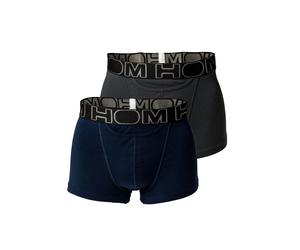 Boxershorts HOM "Boxershort HOM Boxerlines 2 2er Pack", Herren, Gr. XL, blau (blau, grau), Obermaterial: 95% Baumwolle CO. 5% Elasthan EL., Unterhosen (94333120-XL) blau, grau