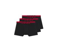 Boxershorts HUGO UNDERWEAR "TRUNK TR. SPLIT LOGO", Herren, Gr. XL, 3 Stk., schwarz (schwarz 001), Jersey, Obermaterial: 67% Modal, 28% Baumwolle, 5% Elasthan, Unterhosen, enganliegend, kurzes Bein (21