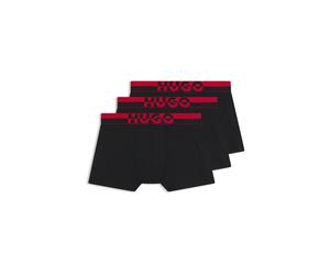 Boxershorts HUGO UNDERWEAR "TRUNK TR. SPLIT LOGO", Herren, Gr. XL, 3 Stk., schwarz (schwarz 001), Jersey, Obermaterial: 67% Modal, 28% Baumwolle, 5% Elasthan, Unterhosen, enganliegend, kurzes Bein (21