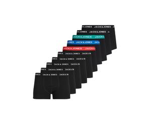 Boxershorts JACK & JONES "Boxershort JACHUEY TRUNKS 5 PACK 10er Pack", Herren, Gr. M, bunt (schwarz, rot, blau, petrol, schwarz), Obermaterial: 95% Baumwolle CO. 5% Elasthan EL., Unterhosen (56788514-