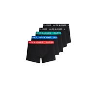 Boxershorts JACK & JONES "Boxershort JACHUEY TRUNKS 5 PACK 5er Pack", Herren, Gr. L, bunt (rot, blau, petrol, schwarz), Obermaterial: 95% Baumwolle CO. 5% Elasthan EL., Unterhosen (92763849-L) rot, bl