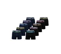 Boxershorts JACK & JONES "Boxershort JACLIMES SOLID TRUNKS 10 PACK 10er Pack", Damen, Gr. L, bunt (schwarz, blau), Obermaterial: 95% Baumwolle CO. 5% Elasthan EL., Unterhosen (41008264-L) schwarz, bla