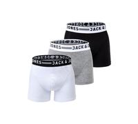 Boxershorts JACK & JONES "Boxershort SENSE TRUNKS 3 PACK 3er Pack", Herren, Gr. L, bunt (schwarz, grau, weiß), Obermaterial: 95% Baumwolle CO. 5% Elasthan EL., Unterhosen (64015566-L) schwarz, grau, w