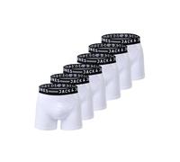 Boxershorts JACK & JONES "Boxershort SENSE TRUNKS 3 PACK 6er Pack", Herren, Gr. L, weiß, Obermaterial: 95% Baumwolle CO. 5% Elasthan EL., Unterhosen (98548802-L) weiß