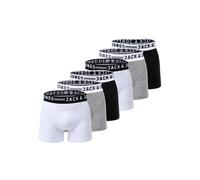 Boxershorts JACK & JONES "Boxershort SENSE TRUNKS 3 PACK 6er Pack", Herren, Gr. XXL, bunt (schwarz, grau, weiß), Obermaterial: 95% Baumwolle CO. 5% Elasthan EL., Unterhosen (77054330-XXL) schwarz, gra