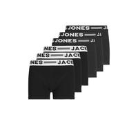 Boxershorts JACK & JONES "Boxershort SENSE TRUNKS 6 PACK JNR NOOS 6er Pack", Jungen, Gr. 140, bunt (schwarz, schwarz, weiß), Obermaterial: 95% Baumwolle CO. 5% Elasthan EL., Unterhosen (31649024-140) 