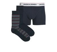 Boxershorts JACK & JONES "JACORDINARY GIFTBOX", Herren, Gr. S, 2 Stk., navy blazer pack:navy blazer stripes, navy blazer solid, Jersey, Obermaterial: 95% Baumwolle, 5% Elasthan, gestreift, unifarben, 