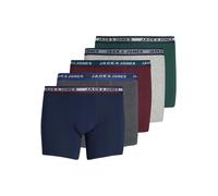 Boxershorts "JACOLIVER mit elastischem Bund und Stretch" Gr. XXXL, grau (dunkelgrau melange), JACK & JONES PLUSSIZE, Unterhosen, Herren, 3XL, 5 Stk., Jersey, Obermaterial: 95% Baumwolle, 5% Elasthan,