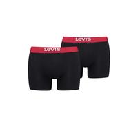 Boxershorts LEVI'S "Boxershort 2er Pack", Herren, Gr. L, schwarz (schwarz, rot), Obermaterial: 95% Baumwolle CO. 5% Elasthan EL., Unterhosen (44351116-L) schwarz, rot