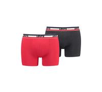 Boxershorts LEVI'S "Boxershort 2er Pack", Herren, Gr. XXL, rot (rot, dunkelgrau), Obermaterial: 95% Baumwolle CO. 5% Elasthan EL., Unterhosen (19285516-XXL) rot, dunkelgrau