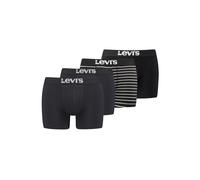 Boxershorts LEVI'S "Boxershort MEN SOLID BASIC BOXER & VINTAGE STRIPE 4P 4er Pack", Herren, Gr. M, schwarz, Obermaterial: 95% Baumwolle CO. 5% Elasthan EL., Unterhosen (65632709-M) schwarz