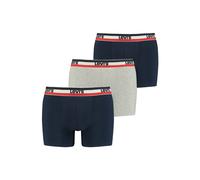 Boxershorts LEVI'S "Boxershort MEN SPRTSWR LOGO BOXER BRIEF 3P 3er Pack", Herren, Gr. XL, blau (marine, grau), Obermaterial: 95% Baumwolle CO. 5% Elasthan EL., Unterhosen (59057026-XL) marine, grau