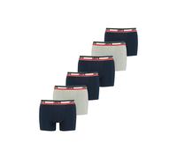 Boxershorts LEVI'S "Boxershort MEN SPRTSWR LOGO BOXER BRIEF 3P 6er Pack", Herren, Gr. XL, blau (marine, grau), Obermaterial: 95% Baumwolle CO. 5% Elasthan EL., Unterhosen (69081406-XL) marine, grau
