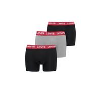 Boxershorts LEVI'S "Boxershort Repeat Logo Boxer Brief 3P 3er Pack", Herren, Gr. L, bunt (schwarz, hellgrau, rot), Obermaterial: 95% Baumwolle CO. 5% Elasthan EL., Unterhosen (71296435-L) schwarz, hel