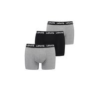 Boxershorts LEVI'S "Boxershort Repeat Logo Boxer Brief 3P 3er Pack", Herren, Gr. XL, bunt (schwarz, hellgrau), Obermaterial: 95% Baumwolle CO. 5% Elasthan EL., Unterhosen (37603239-XL) schwarz, hellgr