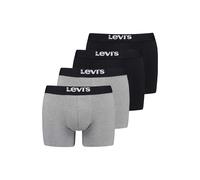 Boxershorts LEVI'S "Boxershort SOLID BASIC BOXER BRIEF ORG CO 4P ECOM 4er Pack", Herren, Gr. L, schwarz (schwarz, grau), Obermaterial: 95% Baumwolle CO. 5% Elasthan EL., Unterhosen (24483836-L) schwar